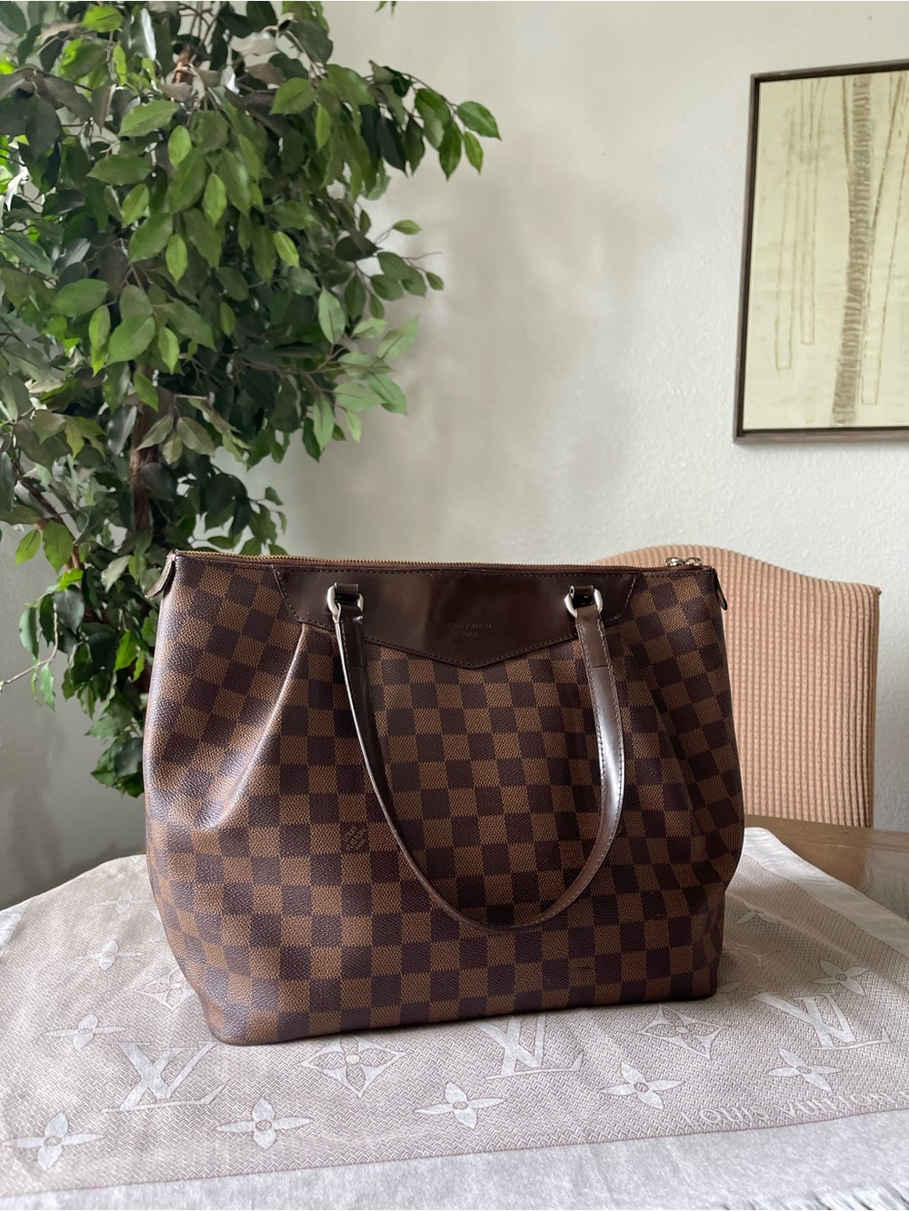 Louis Vuitton Brown Damier Canvas Shoulder Tote